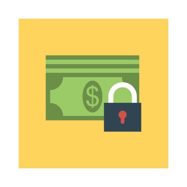 dolar kilit düz stil simgesi, vektör çizim, güvenli ödeme kavramı ile 