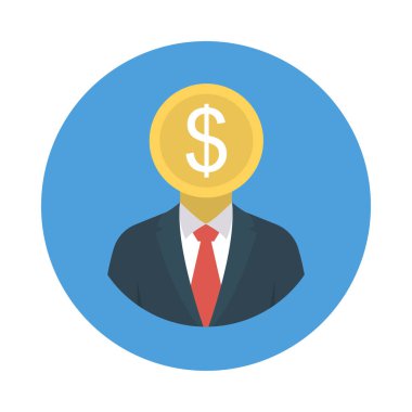 Avatar Doları para düz stil ikonu, vektör çizim ile  