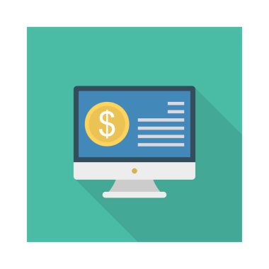 online ödeme düz stil ikonu, vektör çizim ile ekran 