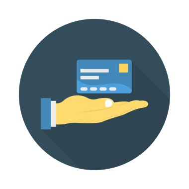 ödeme kartı düz stil simgesi, vektör çizim el 