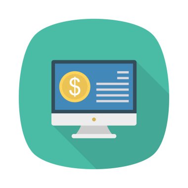 online ödeme düz stil ikonu, vektör çizim ile ekran 