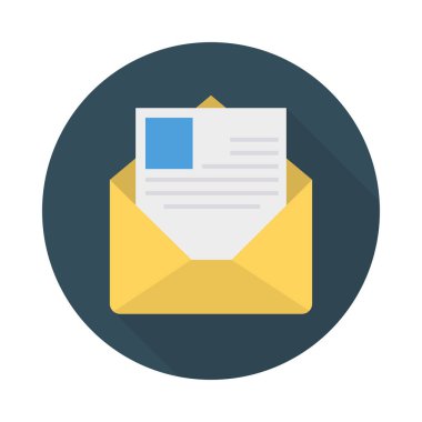 Zarf posta düz stil ikonu, vektör çizim ile 