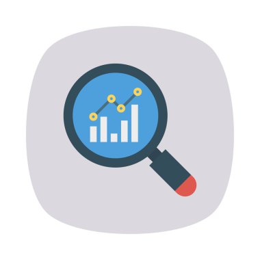 Analitik grafik düz stil simgesi, vektör çizim olan Büyüteç 