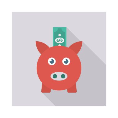 kumbara düz stil ikonu, vektör çizim, tasarruf kavramı 