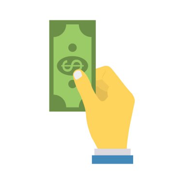 Doları düz stil simgesi, vektör çizim, nakit ödeme kavramı el 