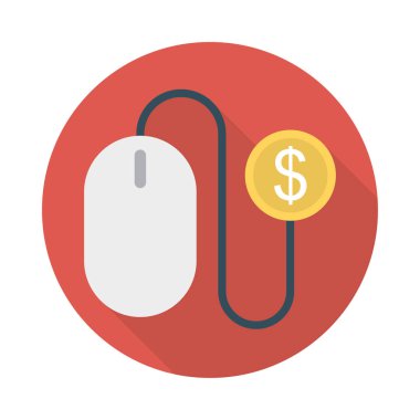 bilgisayar fare ile dolar sikke simge, ödeme tıklama kavramı 