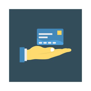 ödeme kartı düz stil simgesi, vektör çizim el 