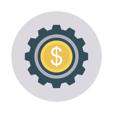 Doları para vites düz stil ikonu, vektör çizim, ödeme kavramı ile 