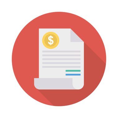 Fatura düz stil ikonu, vektör çizim, fatura kavramı  