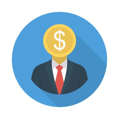 Avatar Doları para düz stil ikonu, vektör çizim ile  