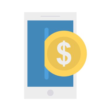 online ödeme düz stil ikonu, vektör çizim ile ekran