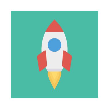 Roket düz stil ikonu, vektör çizim 