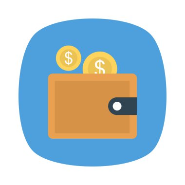 m-cüzdan para düz stil ikonu, vektör çizim ile 