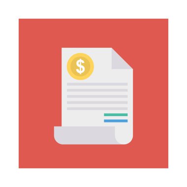 Fatura düz stil ikonu, vektör çizim, fatura kavramı  