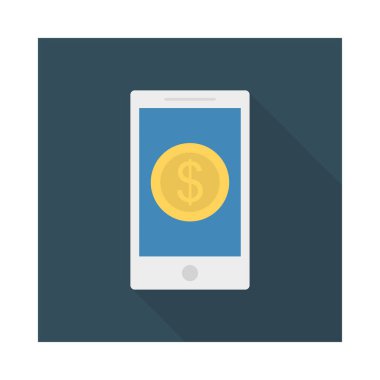 online ödeme düz stil ikonu, vektör çizim ile ekran