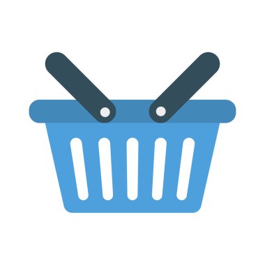 alışveriş sepeti düz stil ikonu, illüstrasyon vektör 