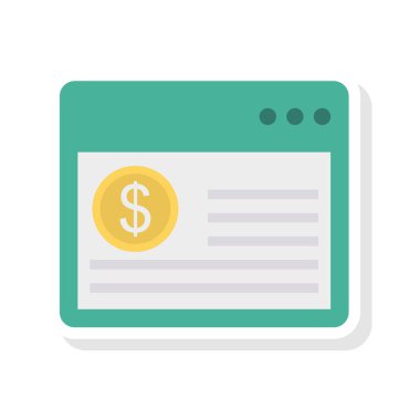 Online ödeme tarayıcı düz stil ikonu alışveriş, illüstrasyon vektör 