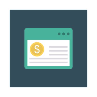 Online ödeme tarayıcı düz stil ikonu alışveriş, illüstrasyon vektör 