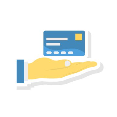 ödeme kartı düz stil simgesi, vektör çizim el 