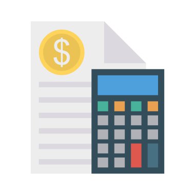 hesap makinesi ile fatura düz stil ikonu, vektör çizim, hesap kavramı 