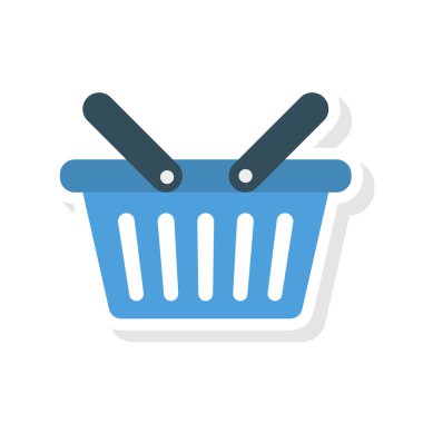 alışveriş sepeti düz stil ikonu, illüstrasyon vektör 