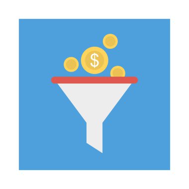 dolar paraları düz stil simgesi, vektör çizim huni 