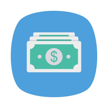 Doları para düz stil ikonu, vektör çizim 