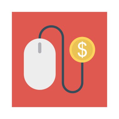 bilgisayar fare ile dolar sikke simge, ödeme tıklama kavramı 
