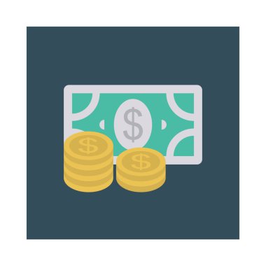 Doları para düz stil ikonu, vektör çizim 