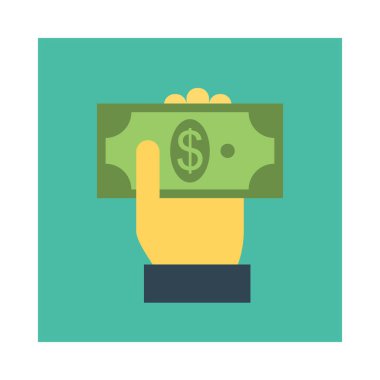 Doları düz stil simgesi, vektör çizim, nakit ödeme kavramı el 