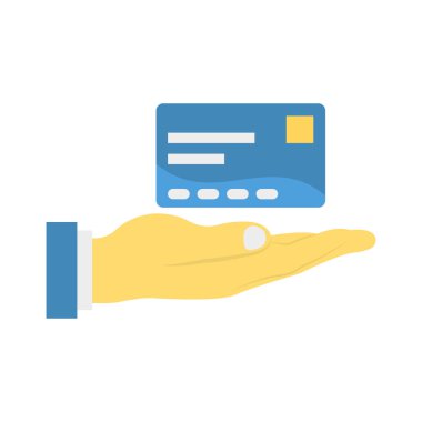 ödeme kartı düz stil simgesi, vektör çizim el 