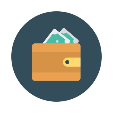 m-cüzdan para düz stil ikonu, vektör çizim ile 