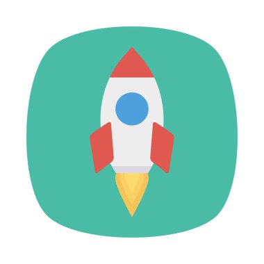 Roket düz stil ikonu, vektör çizim 