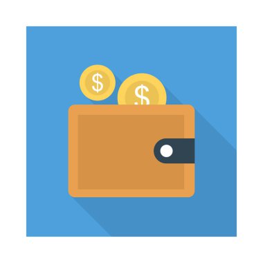 m-cüzdan para düz stil ikonu, vektör çizim ile 