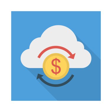 Doları para Satım düz stil ikonu, vektör çizim 