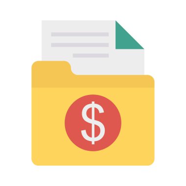 Arşiv klasörü doları sembolü düz stil ikonu, vektör çizim ile 