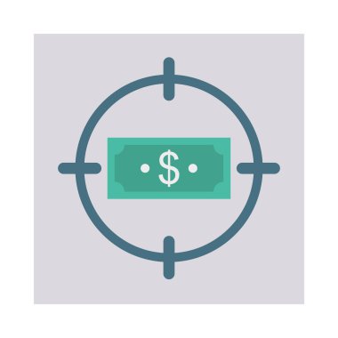 hedef dolar düz stil ikonu, vektör çizim, para kavramı ile 