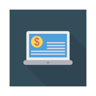 online ödeme düz stil ikonu, vektör çizim ile ekran