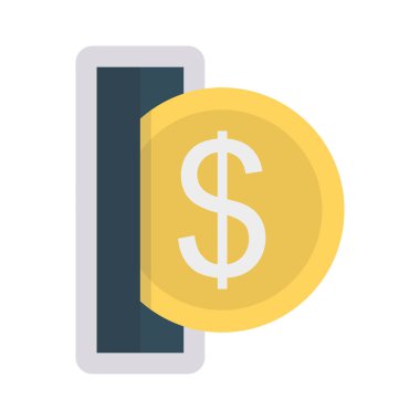 Doları para düz stil ikonu, vektör çizim 