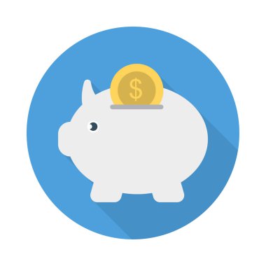 kumbara düz stil ikonu, vektör çizim, tasarruf kavramı 