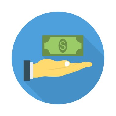 Doları düz stil simgesi, vektör çizim, nakit ödeme kavramı el 