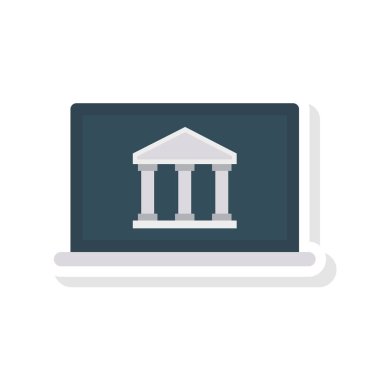 online ödeme düz stil ikonu, vektör çizim ile ekran