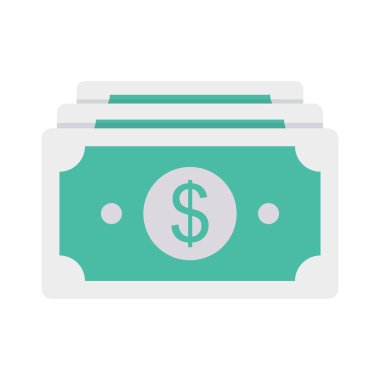 Doları para düz stil ikonu, vektör çizim 