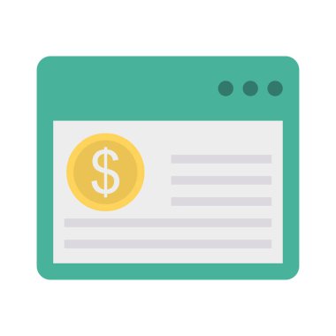 Online ödeme tarayıcı düz stil ikonu alışveriş, illüstrasyon vektör 