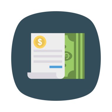 Fatura düz stil ikonu, vektör çizim, fatura kavramı  