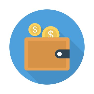 m-cüzdan para düz stil ikonu, vektör çizim ile 