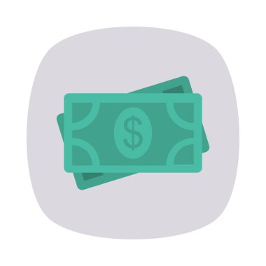 Doları para düz stil ikonu, vektör çizim 