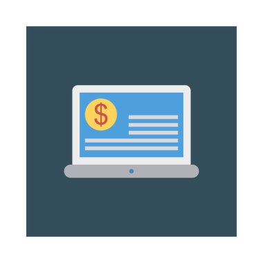 online ödeme düz stil ikonu, vektör çizim ile ekran