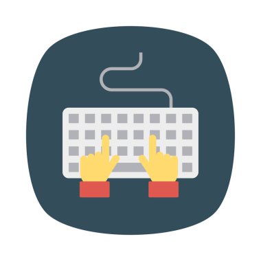 Eller klavye düz stil ikonu vektör çizim yazarak  