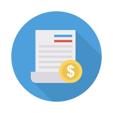 Fatura düz stil ikonu, vektör çizim, fatura kavramı  